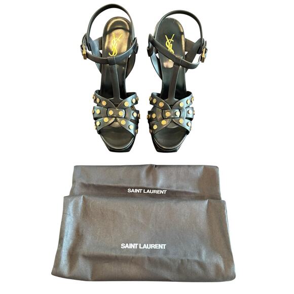 Saint Laurent Tribute Studded Platform Sandals Heels 145mm Party Statement Sz 9 - Picture 11 of 14